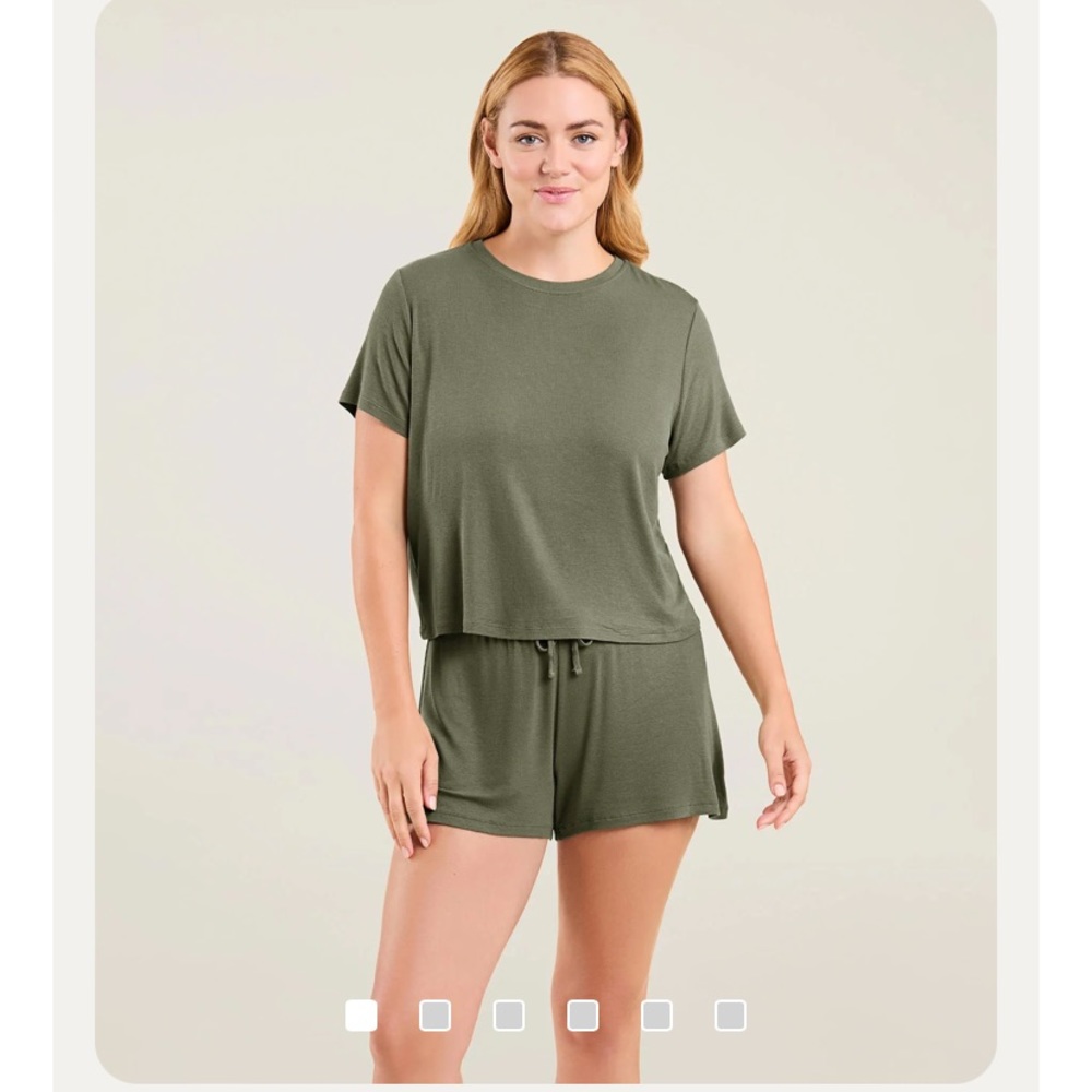 Nuuds Ribbed Pajama Short Set, Size Small, Color: Olive
